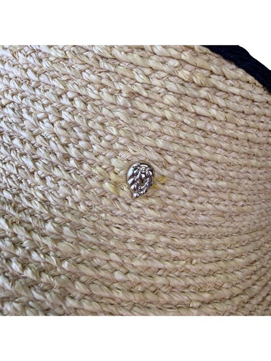 Helen Kaminski Womens Natural Raffia Straw Visor Hat With Black Trim
